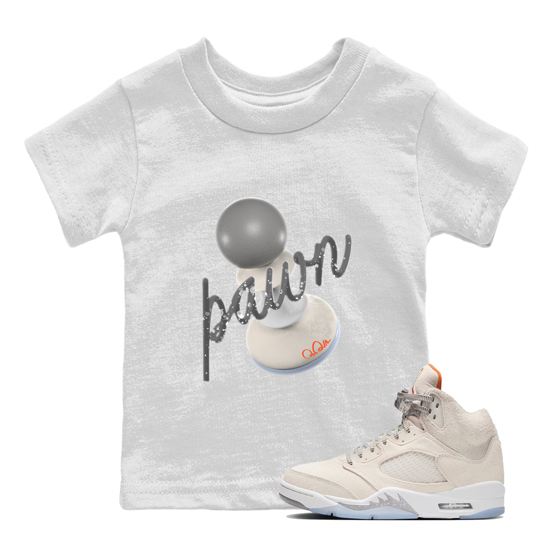 Air Jordan 5 Craft Sneaker Match Tees 3D Pawn Sneaker Tees AJ5 SE Craft Sneaker Release Tees Kids Shirts White 1
