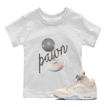 Air Jordan 5 Craft Sneaker Match Tees 3D Pawn Sneaker Tees AJ5 SE Craft Sneaker Release Tees Kids Shirts White 1