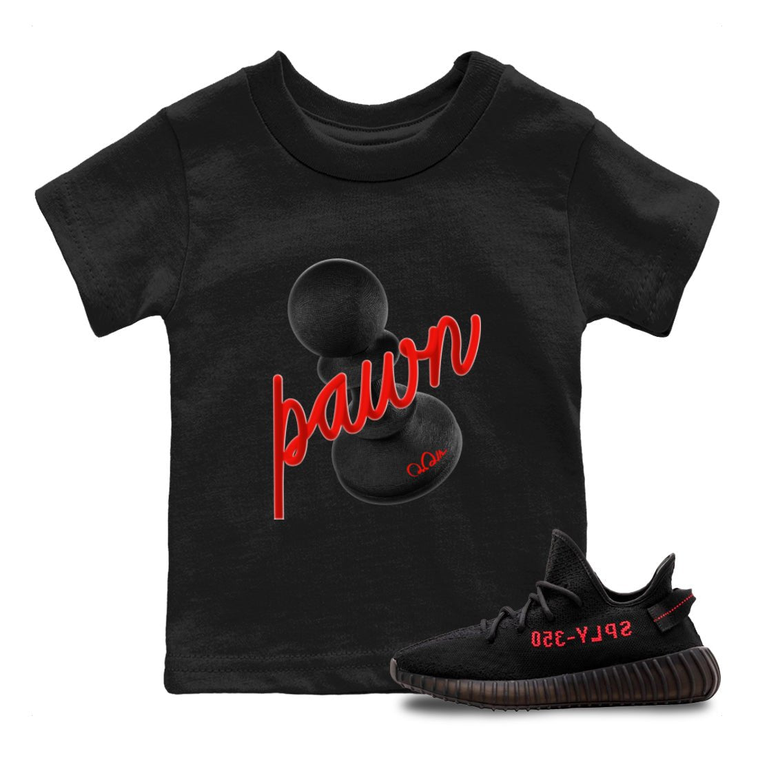 Yeezy 350 Bred shirt to match jordans 3D Pawn sneaker tees Adidas Yeezy Boost V2 350 Bred SNRT Sneaker Release Tees Baby Toddler Black 1 T-Shirt
