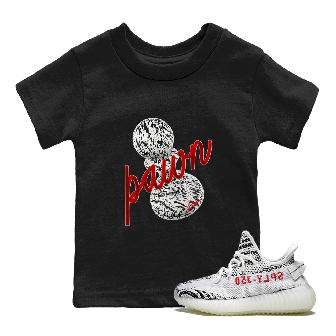 Yeezy 350 Zebra Sneaker Match Tees 3D Pawn Sneaker Tees Yeezy Boost 350 V2 Zebra Sneaker Release Tees Kids Shirts Black 1