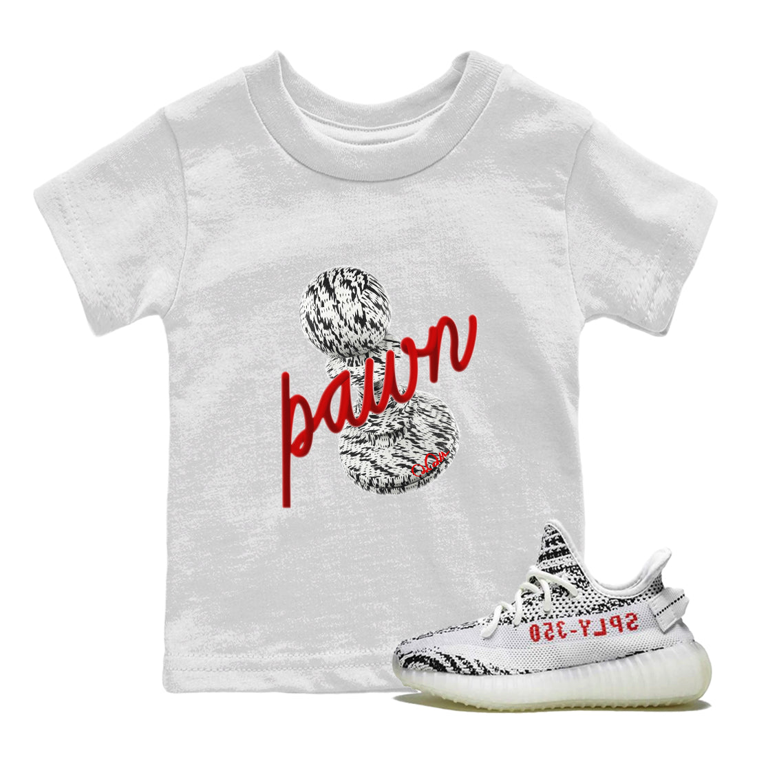 Yeezy 350 Zebra Sneaker Match Tees 3D Pawn Sneaker Tees Yeezy Boost 350 V2 Zebra Sneaker Release Tees Kids Shirts White 1