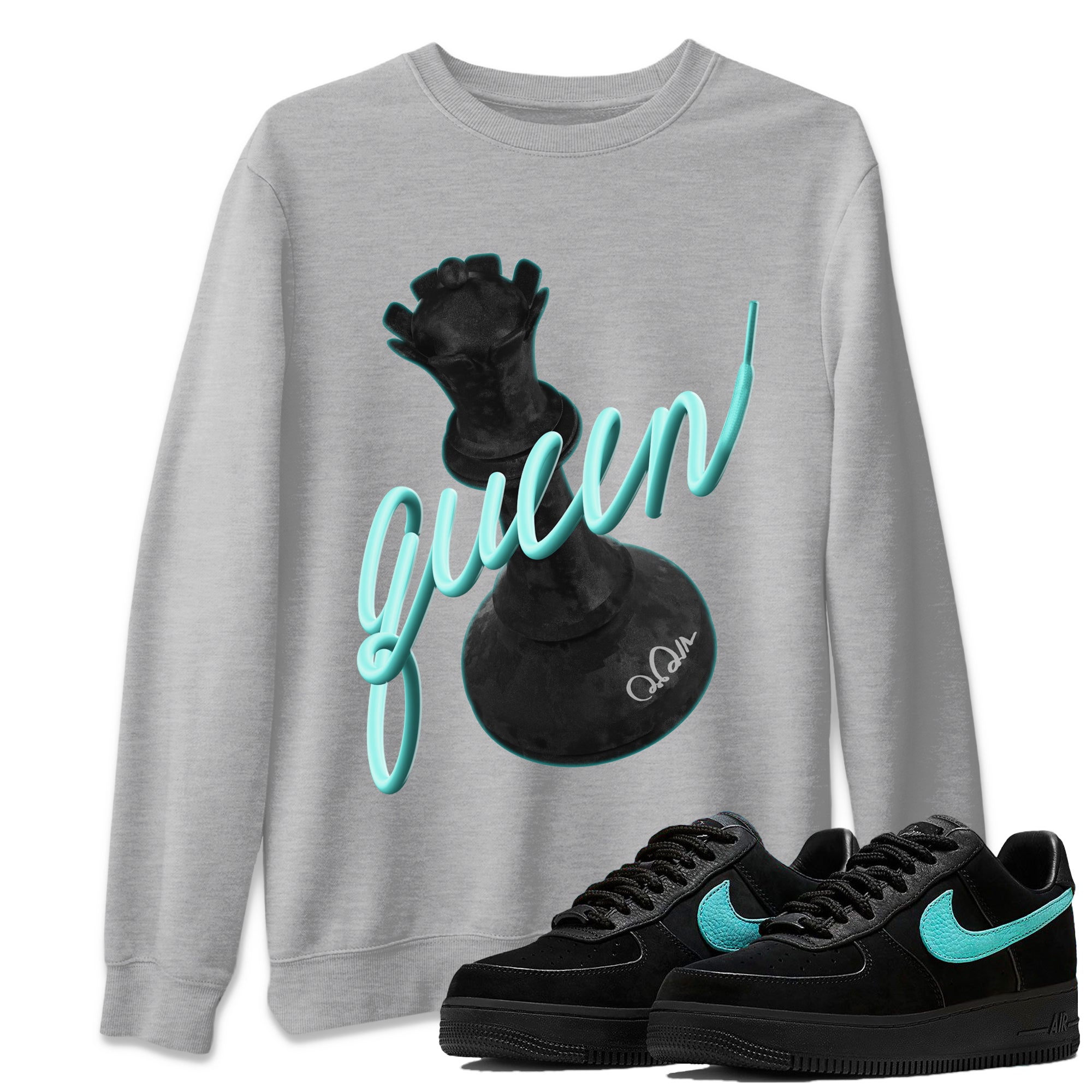 Air Force 1 Tiffany Sneaker Match Tees 3D Queen Sneaker Tees Nike Tiffany AF1Sneaker Release Tees Unisex Shirts Heather Grey 1