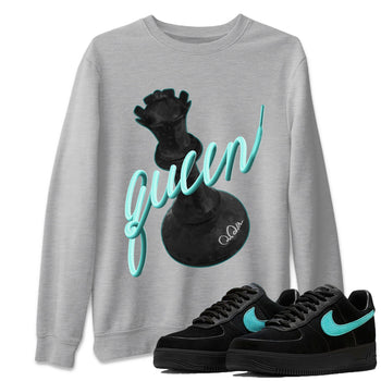 Air Force 1 Tiffany Sneaker Match Tees 3D Queen Sneaker Tees Nike Tiffany AF1Sneaker Release Tees Unisex Shirts Heather Grey 1