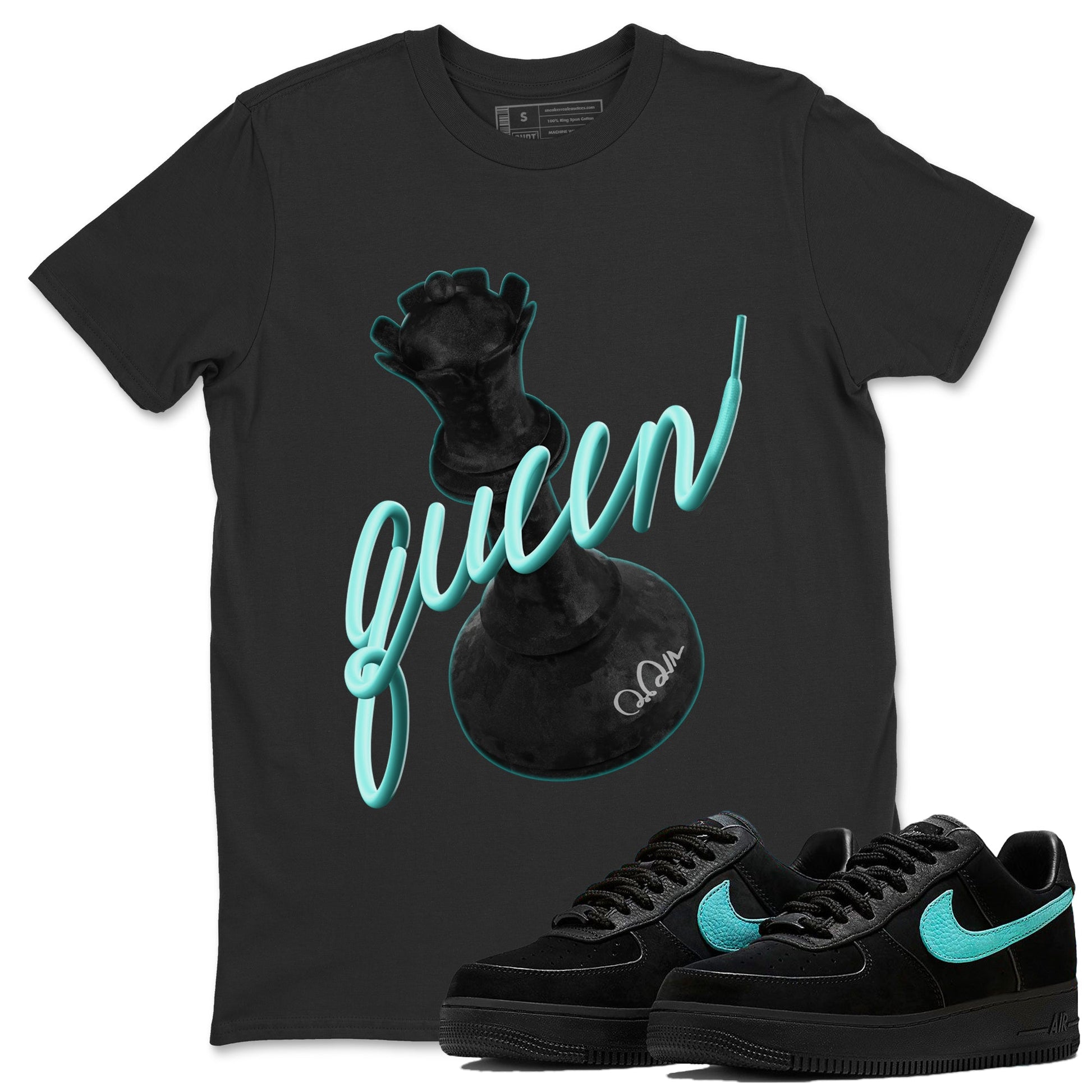 Air Force 1 Tiffany Sneaker Match Tees 3D Queen Sneaker Tees Nike Tiffany AF1Sneaker Release Tees Unisex Shirts Black 1