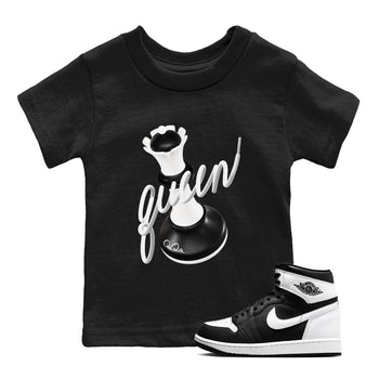 1s Black White shirt to match jordans 3D Queen sneaker tees Air Jordan 1 High OG Black White SNRT sneaker release tees baby toddler Black 1 cotton Shirt