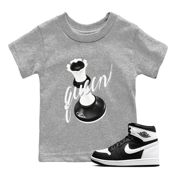 1s Black White shirt to match jordans 3D Queen sneaker tees Air Jordan 1 High OG Black White SNRT sneaker release tees baby toddler Heather Grey 1 cotton Shirt