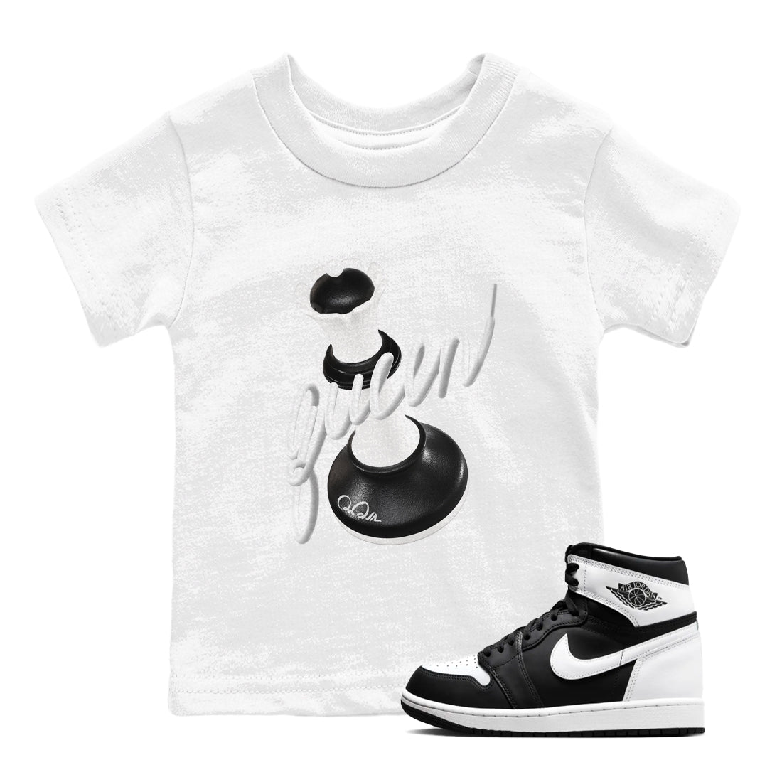 1s Black White shirt to match jordans 3D Queen sneaker tees Air Jordan 1 High OG Black White SNRT sneaker release tees baby toddler White 1 cotton Shirt