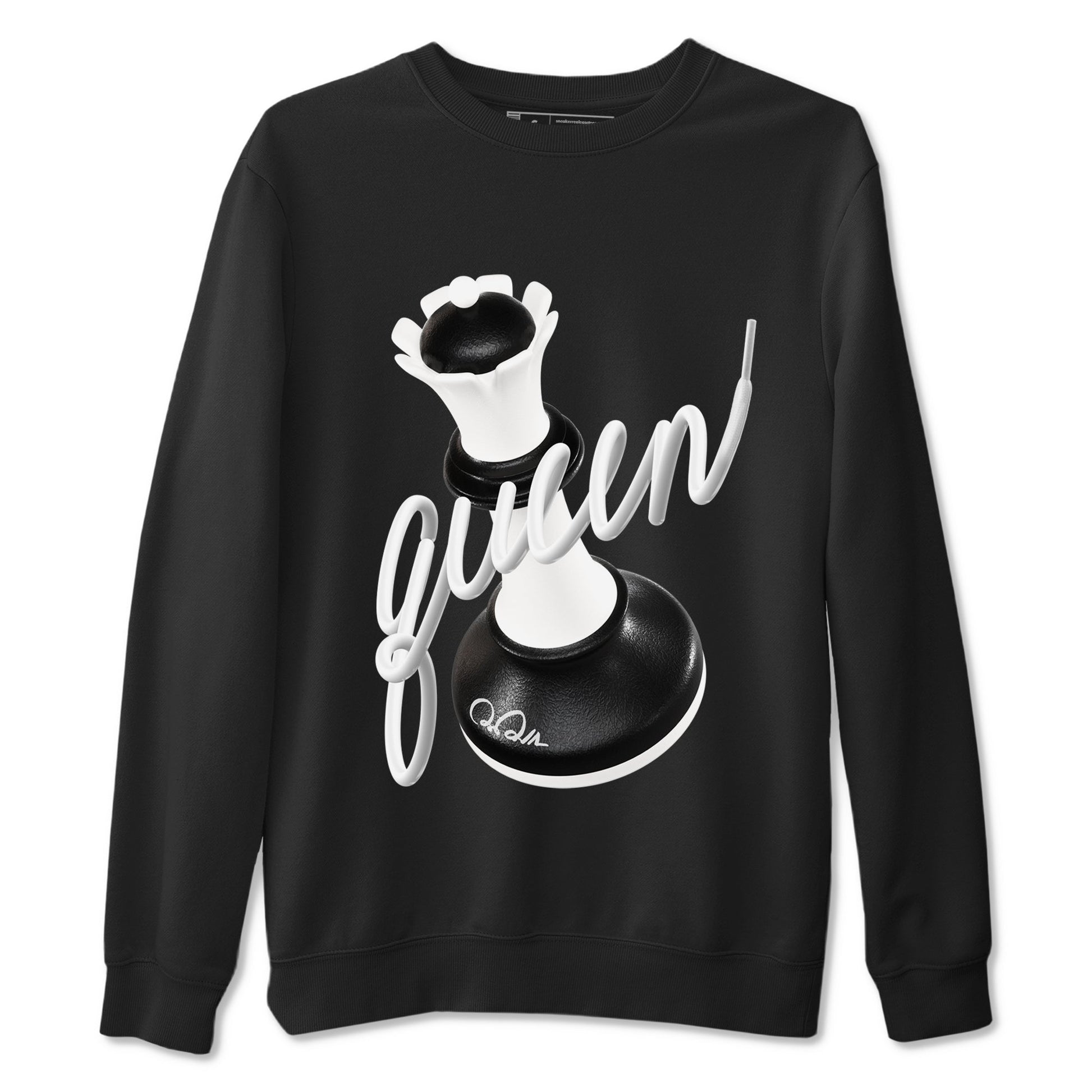 1s Black White shirt to match jordans 3D Queen sneaker tees Air Jordan 1 High OG Black White SNRT Sneaker Release Tees unisex cotton Black 2 crew neck shirt