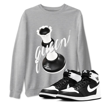1s Black White shirt to match jordans 3D Queen sneaker tees Air Jordan 1 High OG Black White SNRT Sneaker Release Tees unisex cotton Heather Grey 1 crew neck shirt