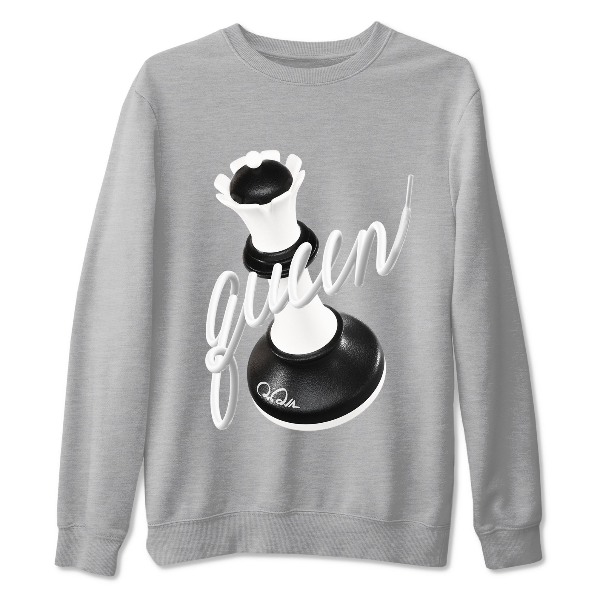 1s Black White shirt to match jordans 3D Queen sneaker tees Air Jordan 1 High OG Black White SNRT Sneaker Release Tees unisex cotton Heather Grey 2 crew neck shirt