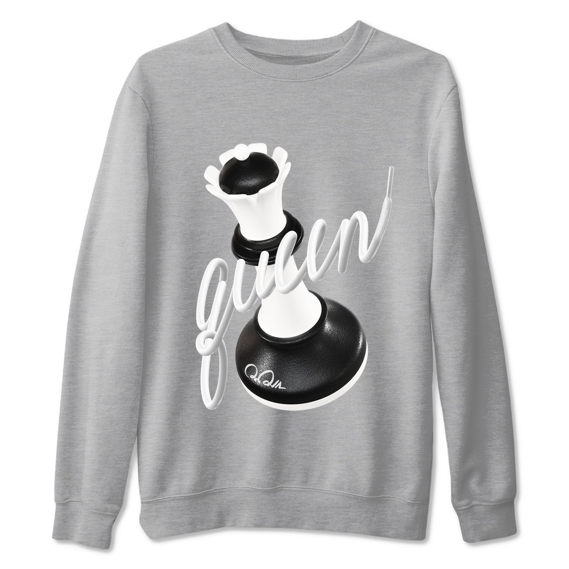 1s Black White shirt to match jordans 3D Queen sneaker tees Air Jordan 1 High OG Black White SNRT Sneaker Release Tees unisex cotton Heather Grey 2 crew neck shirt