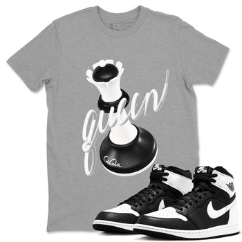1s Black White shirt to match jordans 3D Queen sneaker tees Air Jordan 1 High OG Black White SNRT Sneaker Release Tees unisex cotton Heather Grey 1 crew neck shirt