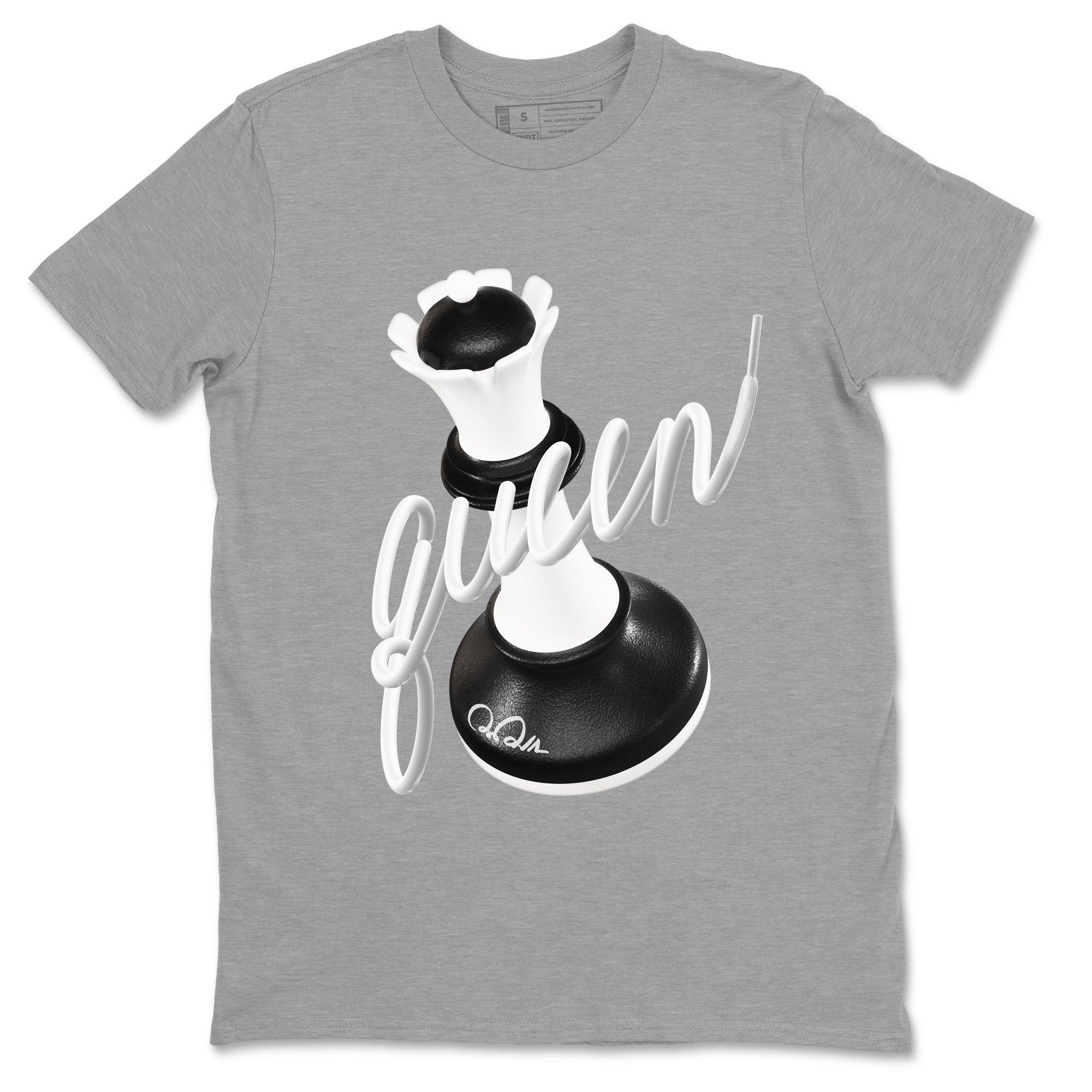 1s Black White shirt to match jordans 3D Queen sneaker tees Air Jordan 1 High OG Black White SNRT Sneaker Release Tees unisex cotton Heather Grey 2 crew neck shirt