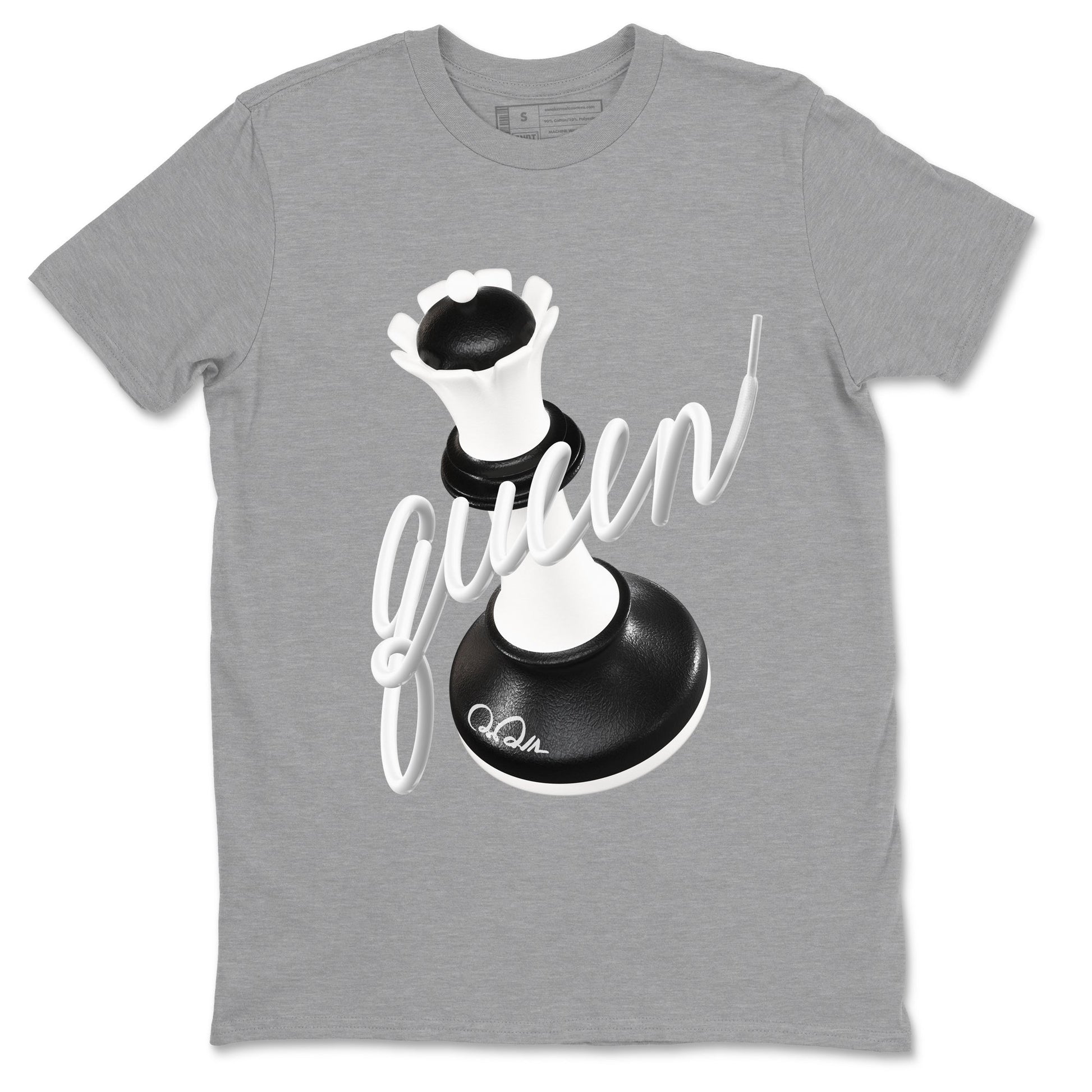 1s Black White shirt to match jordans 3D Queen sneaker tees Air Jordan 1 High OG Black White SNRT Sneaker Release Tees unisex cotton Heather Grey 2 crew neck shirt