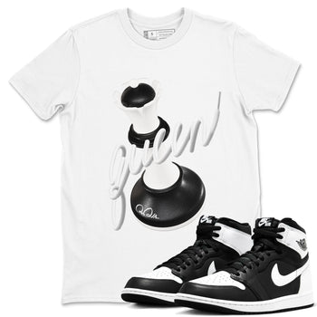 1s Black White shirt to match jordans 3D Queen sneaker tees Air Jordan 1 High OG Black White SNRT Sneaker Release Tees unisex cotton White 1 crew neck shirt
