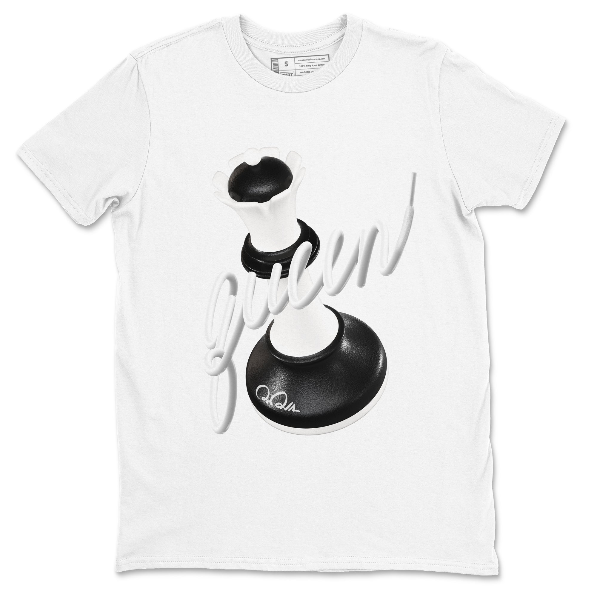 1s Black White shirt to match jordans 3D Queen sneaker tees Air Jordan 1 High OG Black White SNRT Sneaker Release Tees unisex cotton White 2 crew neck shirt