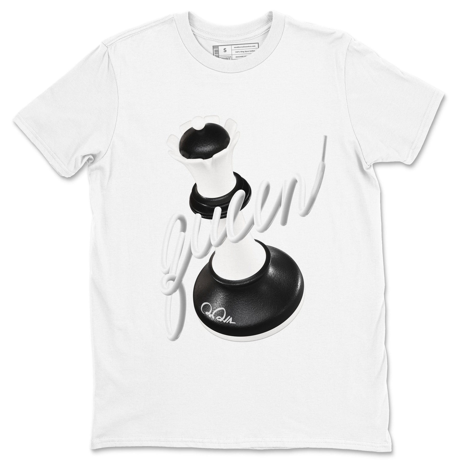 1s Black White shirt to match jordans 3D Queen sneaker tees Air Jordan 1 High OG Black White SNRT Sneaker Release Tees unisex cotton White 2 crew neck shirt
