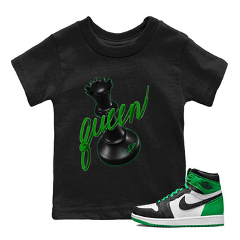 Air Jordan 1 Celtics Sneaker Match Tees 3D Queen Sneaker Tees AJ1 High OG Lucky Green Sneaker Release Tees Kids Shirts Black 1