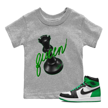 Air Jordan 1 Celtics Sneaker Match Tees 3D Queen Sneaker Tees AJ1 High OG Lucky Green Sneaker Release Tees Kids Shirts Heather Grey 1
