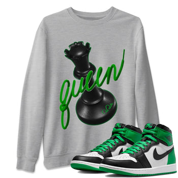 Air Jordan 1 Celtics Sneaker Match Tees 3D Queen Sneaker Tees AJ1 High OG Lucky Green Sneaker Release Tees Unisex Shirts Heather Grey 1