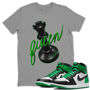 Air Jordan 1 Celtics Sneaker Match Tees 3D Queen Sneaker Tees AJ1 High OG Lucky Green Sneaker Release Tees Unisex Shirts Heather Grey 1