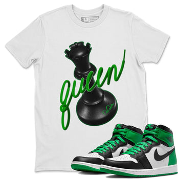 Air Jordan 1 Celtics Sneaker Match Tees 3D Queen Sneaker Tees AJ1 High OG Lucky Green Sneaker Release Tees Unisex Shirts White 1