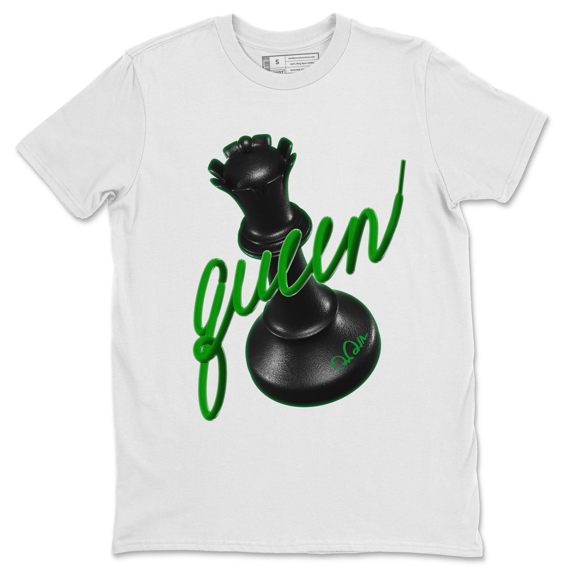 Air Jordan 1 Celtics Sneaker Match Tees 3D Queen Sneaker Tees AJ1 High OG Lucky Green Sneaker Release Tees Unisex Shirts White 2