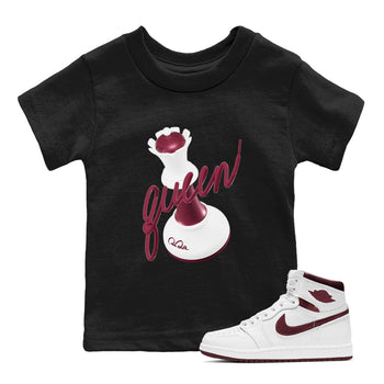 1s Metallic Burgundy shirt to match jordans 3D Queen sneaker tees AJ1 Metallic Burgundy SNRT Sneaker Release Tees Baby Toddler Black 1 T-Shirt