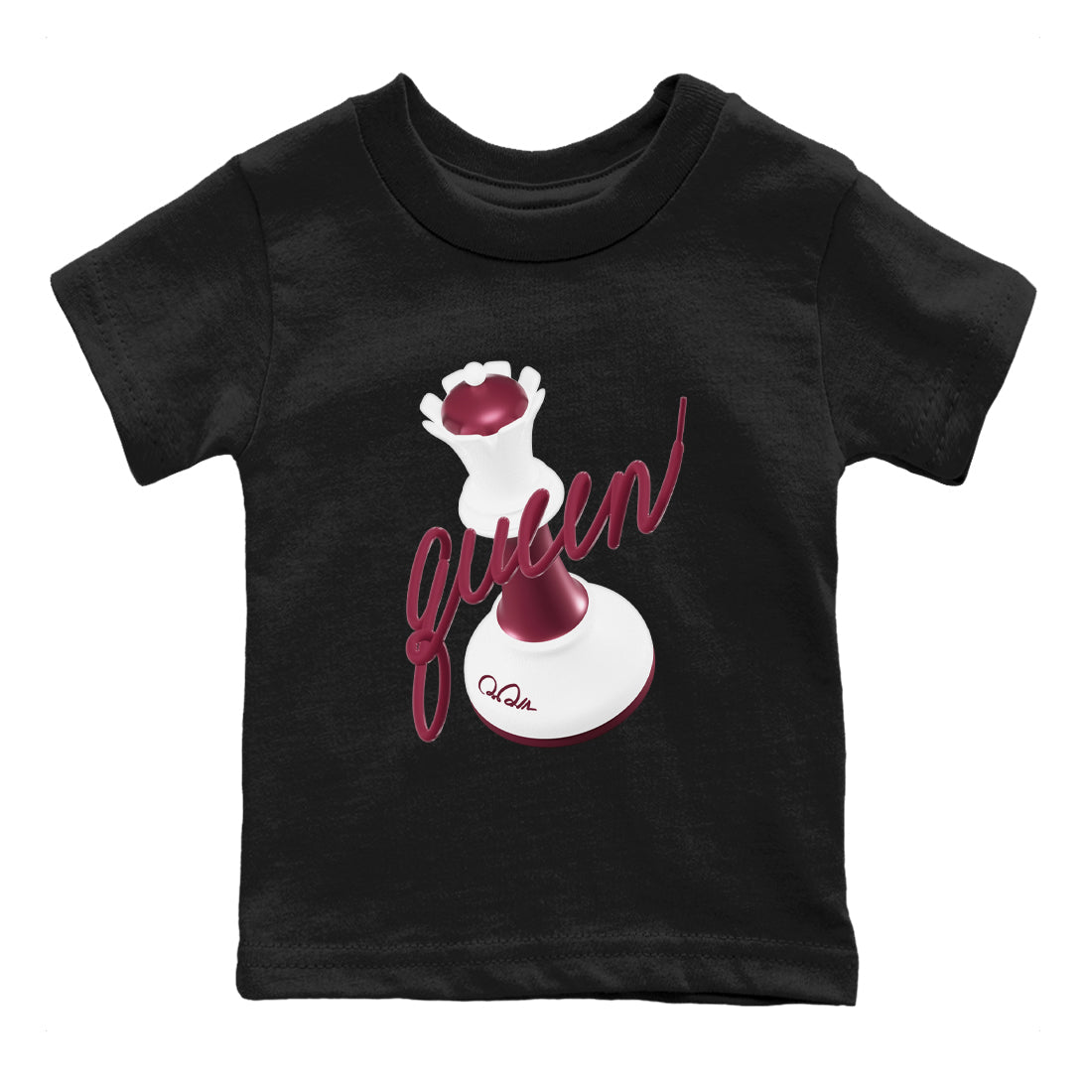 1s Metallic Burgundy shirt to match jordans 3D Queen sneaker tees AJ1 Metallic Burgundy SNRT Sneaker Release Tees Baby Toddler Black 2 T-Shirt