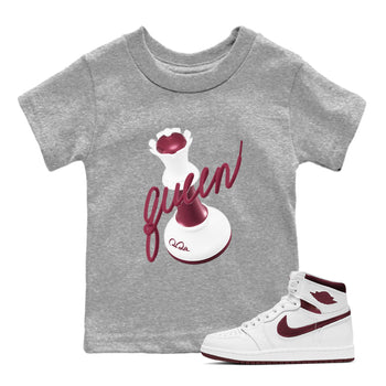 1s Metallic Burgundy shirt to match jordans 3D Queen sneaker tees AJ1 Metallic Burgundy SNRT Sneaker Release Tees Baby Toddler Heather Grey 1 T-Shirt