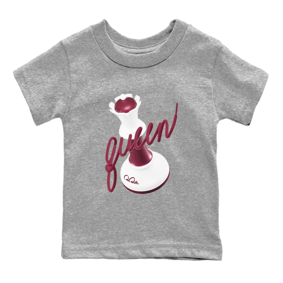 1s Metallic Burgundy shirt to match jordans 3D Queen sneaker tees AJ1 Metallic Burgundy SNRT Sneaker Release Tees Baby Toddler Heather Grey 2 T-Shirt