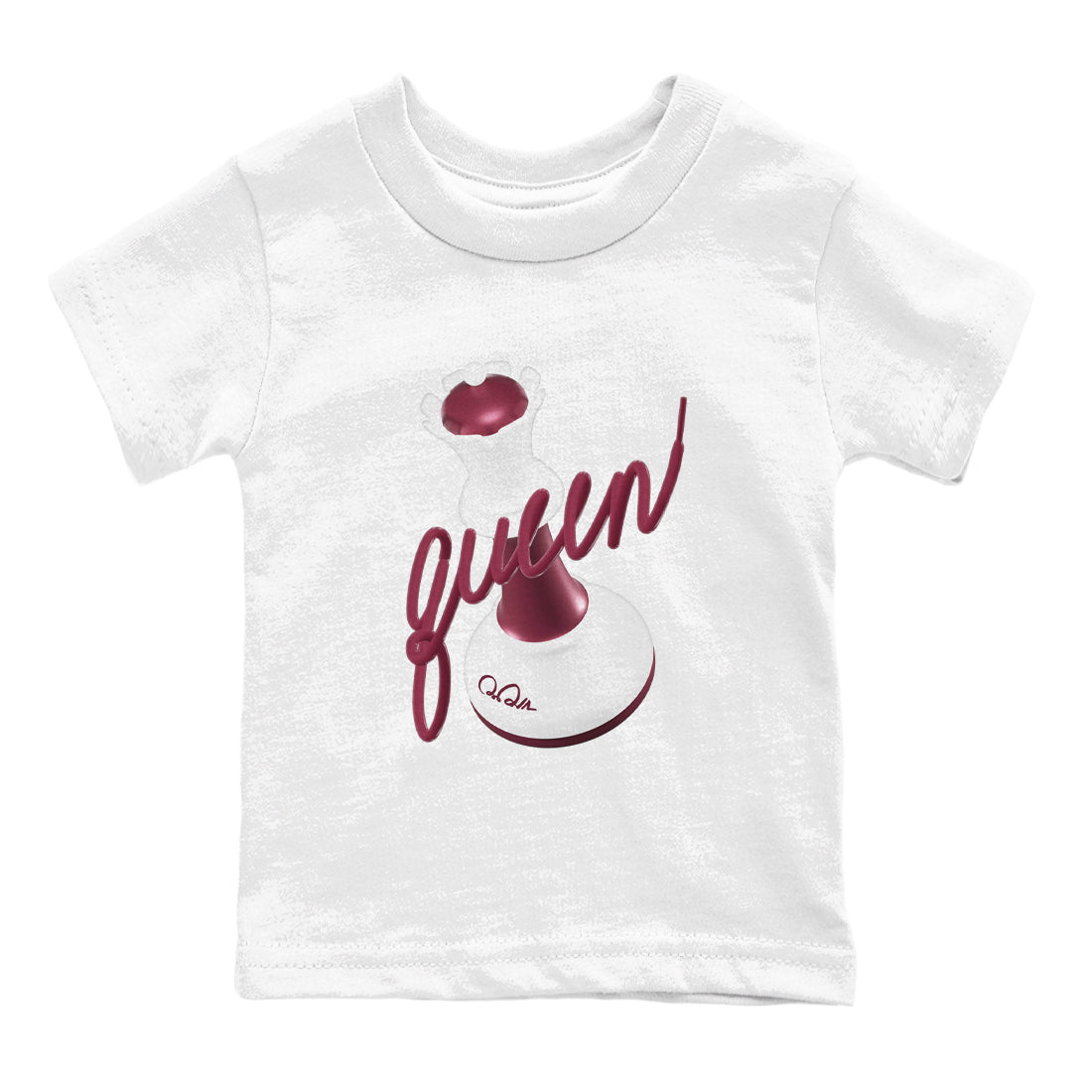 1s Metallic Burgundy shirt to match jordans 3D Queen sneaker tees AJ1 Metallic Burgundy SNRT Sneaker Release Tees Baby Toddler White 2 T-Shirt