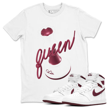 1s Metallic Burgundy shirt to match jordans 3D Queen sneaker tees AJ1 Metallic Burgundy SNRT Sneaker Release Tees Unisex White 1 T-Shirt