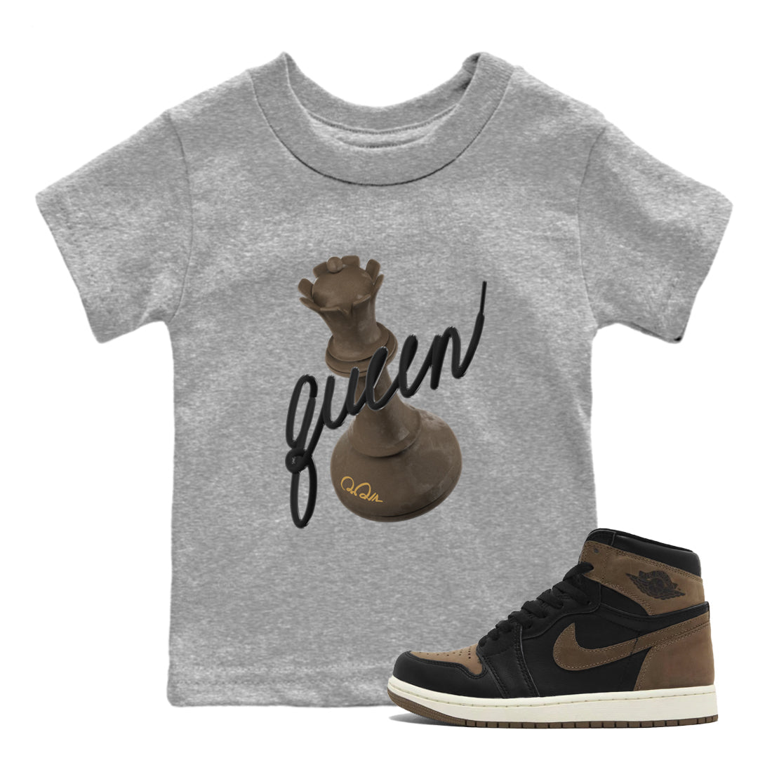 Air Jordan 1 Palomino shirt to match jordans 3D Queen sneaker tees AJ1 High Palomino SNRT Sneaker Release Tees Baby Toddler Heather Grey 1 T-Shirt