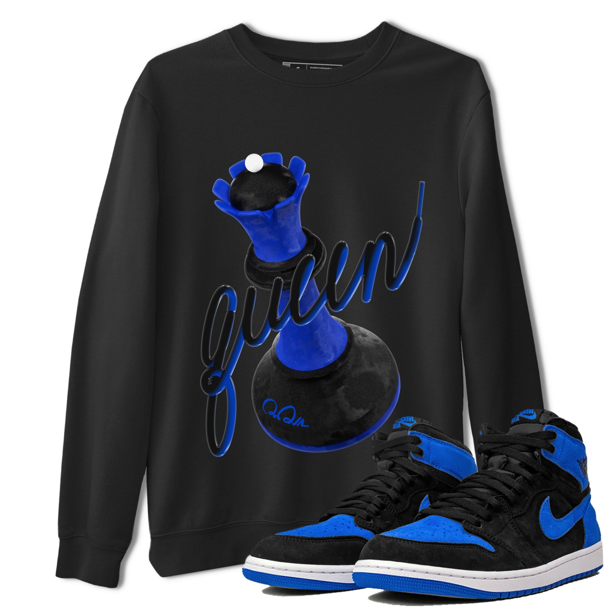 Air Jordan 1 Royal Reimagined shirt to match jordans 3D Queen sneaker tees AJ1 OG HIGH Royal Reimagined SNRT Sneaker Release Tees Unisex Black 1 T-Shirt