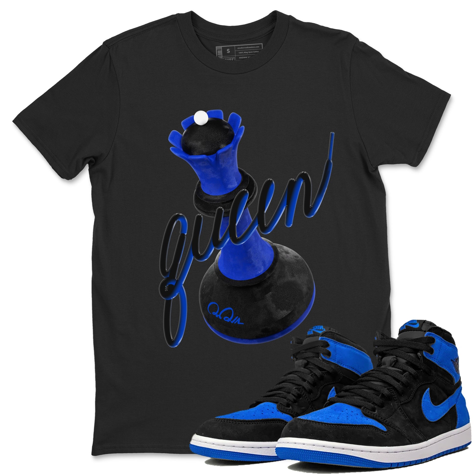 Air Jordan 1 Royal Reimagined shirt to match jordans 3D Queen sneaker tees AJ1 OG HIGH Royal Reimagined SNRT Sneaker Release Tees Unisex Black 1 T-Shirt
