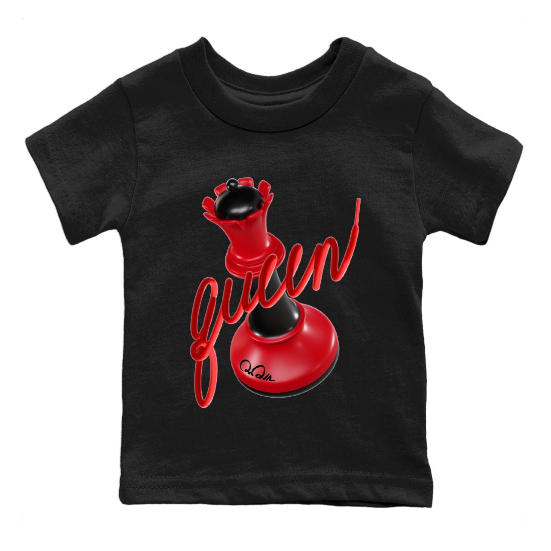 Air Jordan 1 Satin Bred Sneaker Match Tees 3D Queen Sneaker Tees AJ1 Satin Bred Sneaker Release Tees Kids Shirts Black 2