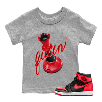 Air Jordan 1 Satin Bred Sneaker Match Tees 3D Queen Sneaker Tees AJ1 Satin Bred Sneaker Release Tees Kids Shirts Heather Grey 1
