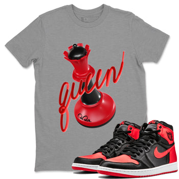 Air Jordan 1 Satin Bred Sneaker Match Tees 3D Queen Sneaker Tees AJ1 Satin Bred Sneaker Release Tees Unisex Shirts Heather Grey 1