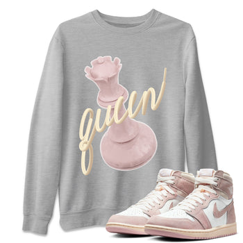 AJ1 Retro High OG Washed Pink Sneaker Match Tees 3D Queen Sneaker Tees AJ1 Retro High OG Washed Pink Sneaker Release Tees Unisex Shirts Heather Grey 1