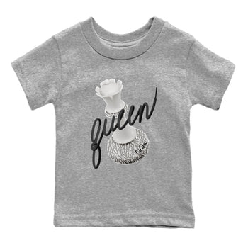 Air Jordan 1 White Cement Sneaker Match Tees 3D Queen Sneaker Tees Air Jordan 1 White Cement Sneaker Release Tees Kids Shirts Heather Grey 2