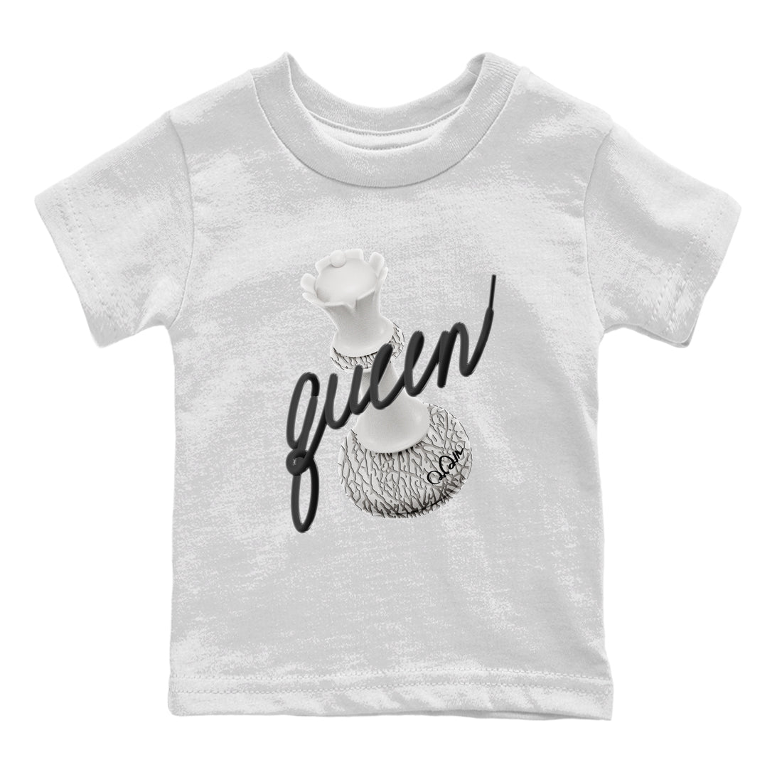 Air Jordan 1 White Cement Sneaker Match Tees 3D Queen Sneaker Tees Air Jordan 1 White Cement Sneaker Release Tees Kids Shirts White 2