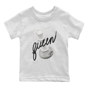 Air Jordan 1 White Cement Sneaker Match Tees 3D Queen Sneaker Tees Air Jordan 1 White Cement Sneaker Release Tees Kids Shirts White 2