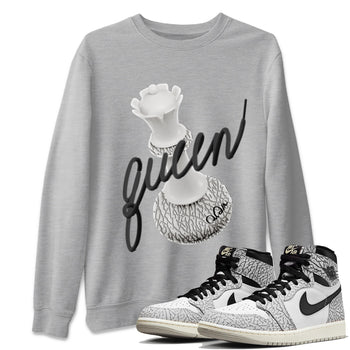 Air Jordan 1 White Cement Sneaker Match Tees 3D Queen Sneaker Tees Air Jordan 1 White Cement Sneaker Release Tees Unisex Shirts Heather Grey 1