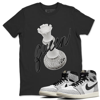 Air Jordan 1 White Cement Sneaker Match Tees 3D Queen Sneaker Tees Air Jordan 1 White Cement Sneaker Release Tees Unisex Shirts Black 1