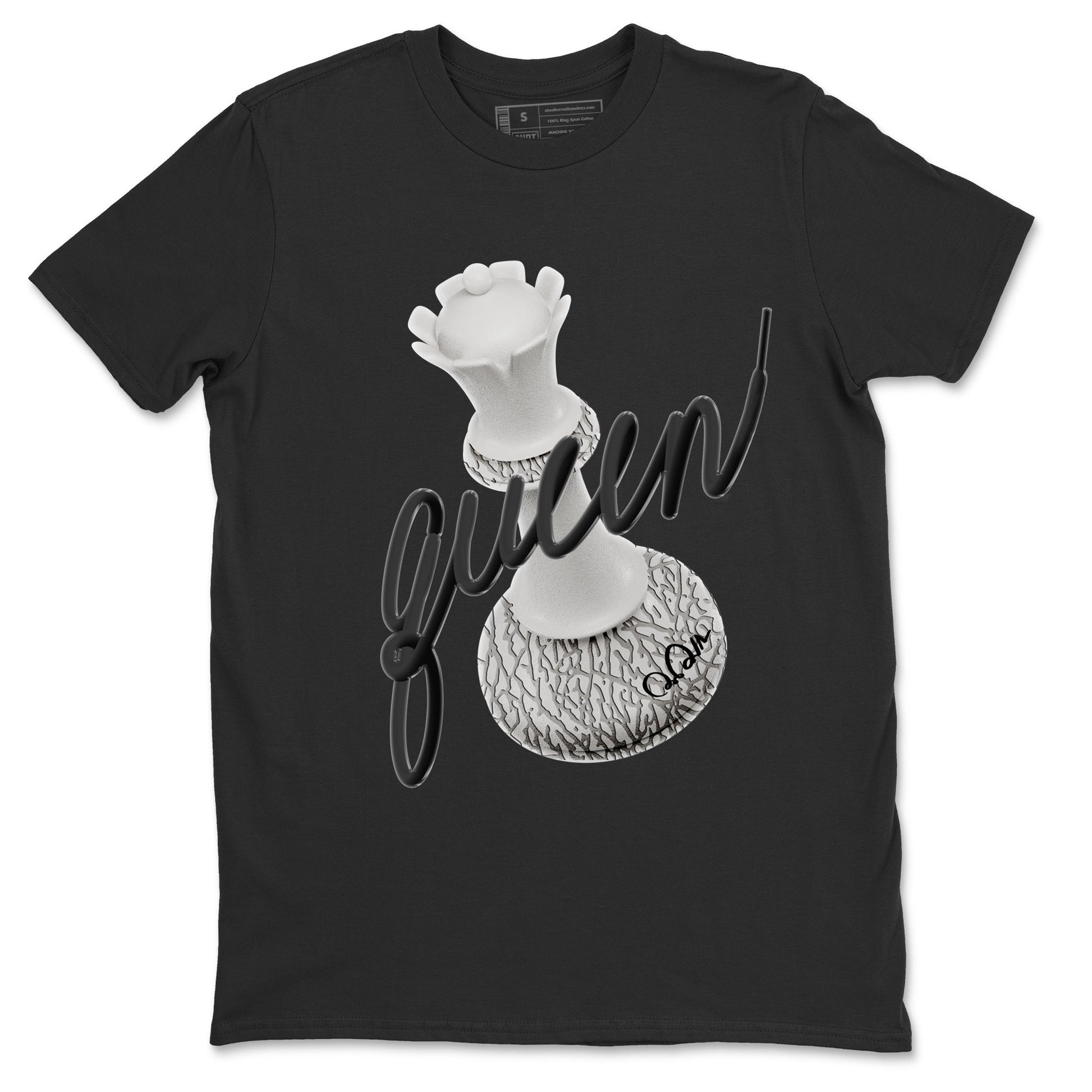Air Jordan 1 White Cement Sneaker Match Tees 3D Queen Sneaker Tees Air Jordan 1 White Cement Sneaker Release Tees Unisex Shirts Black 2