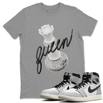Air Jordan 1 White Cement Sneaker Match Tees 3D Queen Sneaker Tees Air Jordan 1 White Cement Sneaker Release Tees Unisex Shirts Heather Grey 1