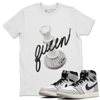 Air Jordan 1 White Cement Sneaker Match Tees 3D Queen Sneaker Tees Air Jordan 1 White Cement Sneaker Release Tees Unisex Shirts White 1