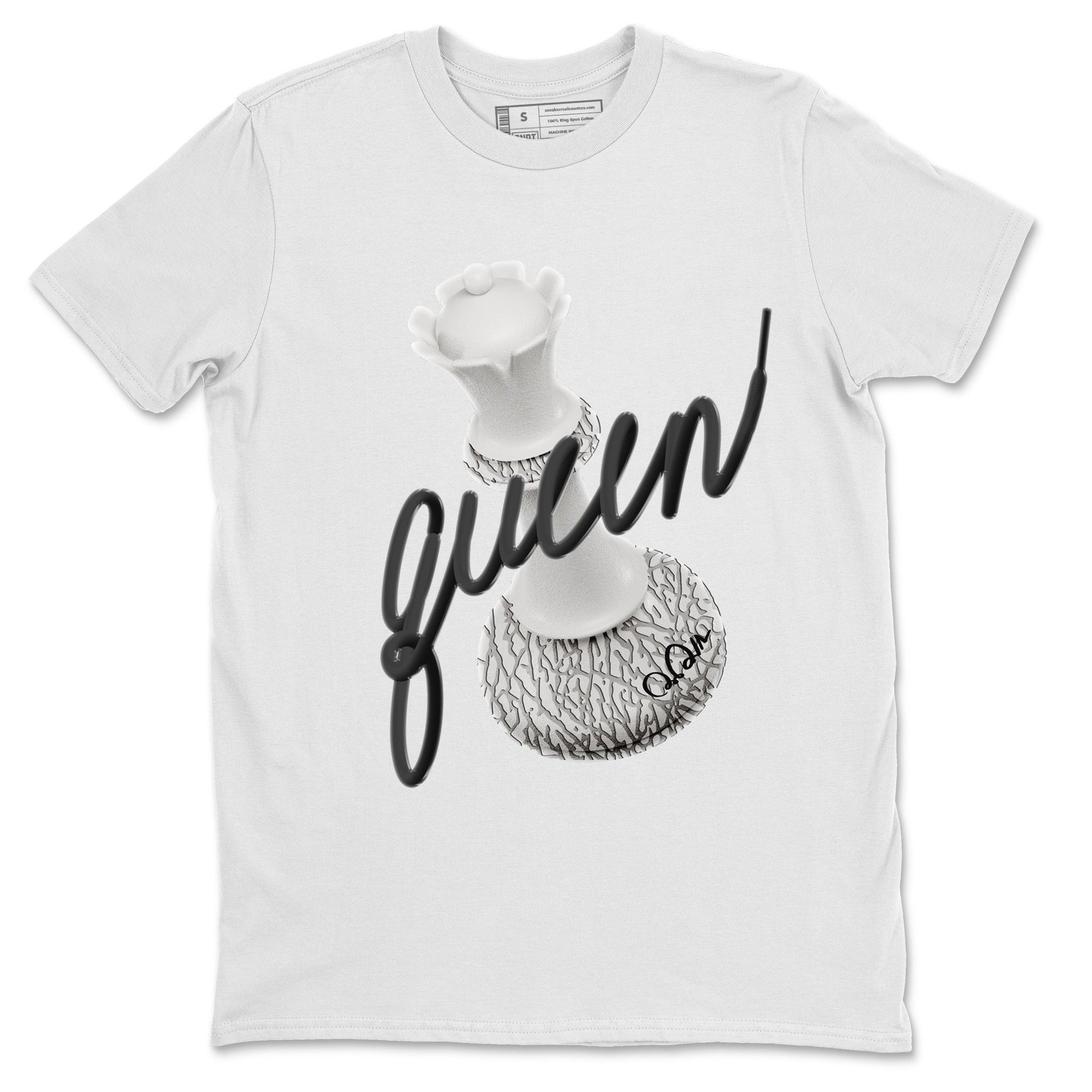 Air Jordan 1 White Cement Sneaker Match Tees 3D Queen Sneaker Tees Air Jordan 1 White Cement Sneaker Release Tees Unisex Shirts White 2