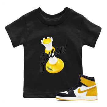 1s Yellow Ochre shirt to match jordans 3D Queen sneaker tees Air Jordan 1 Yellow Ochre SNRT sneaker release tees baby toddler Black 1 cotton Shirt